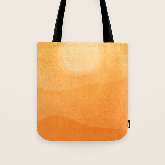 70s Style Golden Sunset Abstract Landscape Tote Bag Gallery Image 1