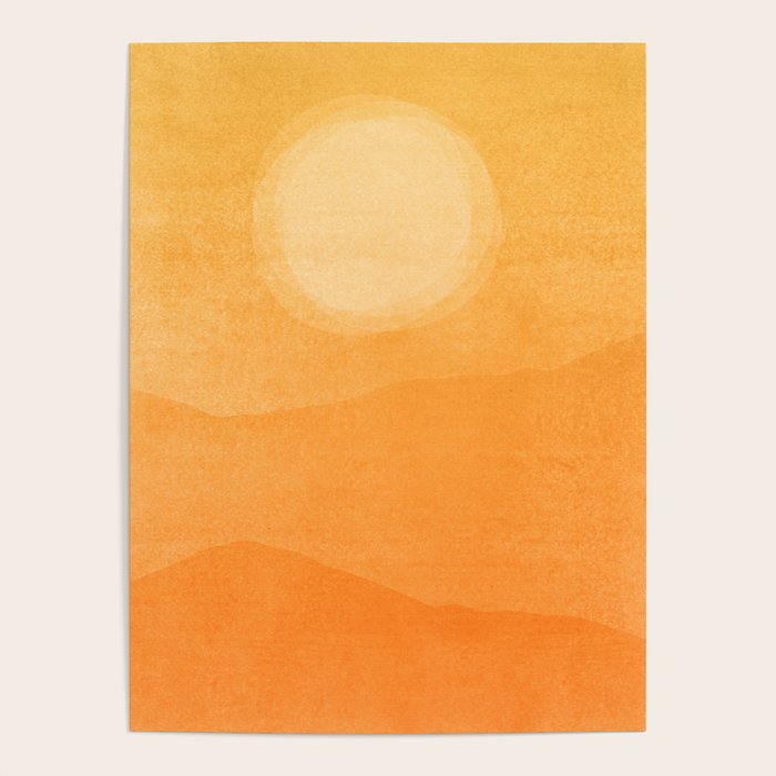 70s Style Golden Sunset Abstract Landscape Poster Gallery Image 4