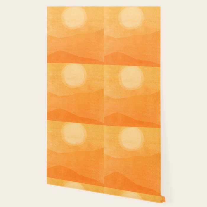 70s Style Golden Sunset Abstract Landscape Wallpaper Gallery Image 2