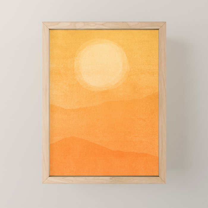 70s Style Golden Sunset Abstract Landscape Mini Art Print Gallery Image 1