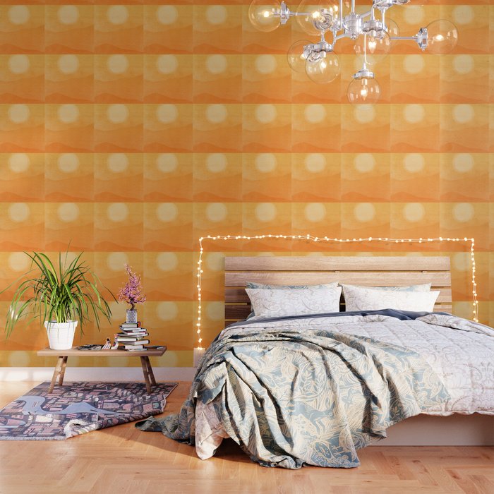 70s Style Golden Sunset Abstract Landscape Wallpaper Gallery Image 3