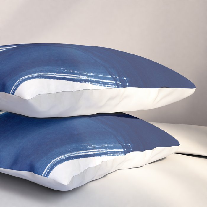 Indigo Abstract Brush Strokes | No. 4 Pillow Sham Gallery Image 3