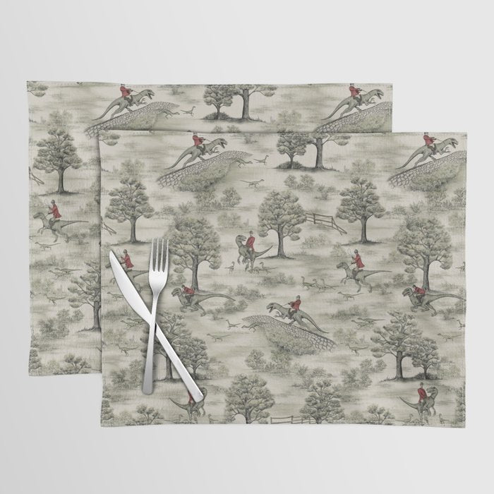 Not-So-Traditional English Fox Hunt with Dinosaurs Placemat Gallery Image 1
