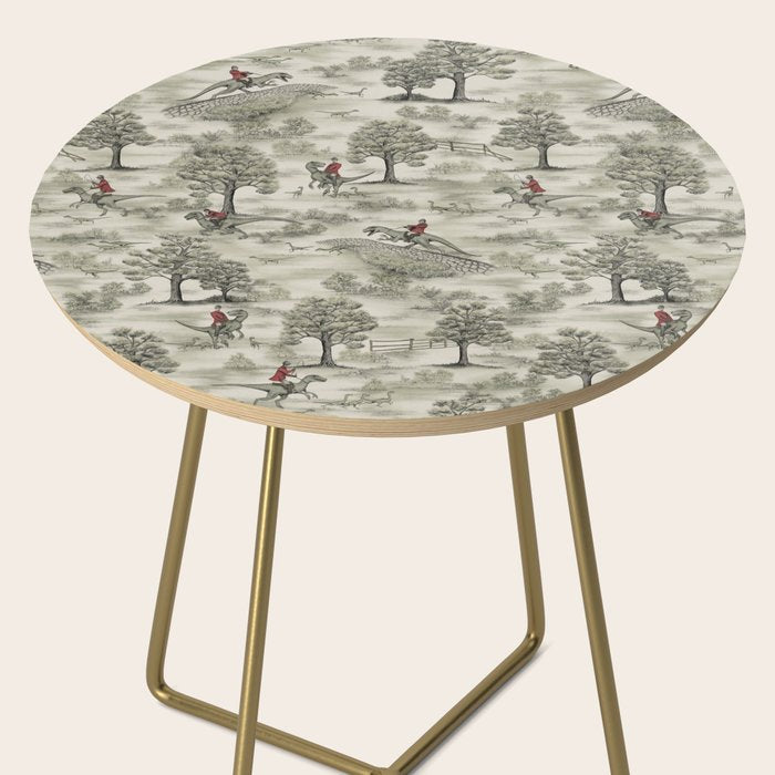Not-So-Traditional English Fox Hunt with Dinosaurs Side Table Gallery Image 2