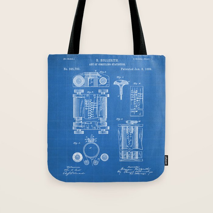 First Computer Patent - Technology Art - Blueprint Tote Bag Gallery Image 1