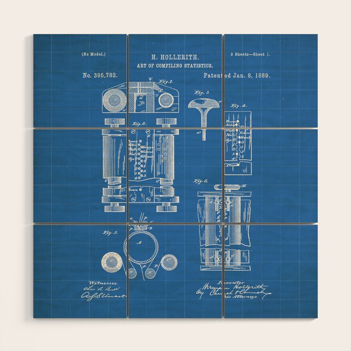 First Computer Patent - Technology Art - Blueprint Wood Wall Art Gallery Image 1