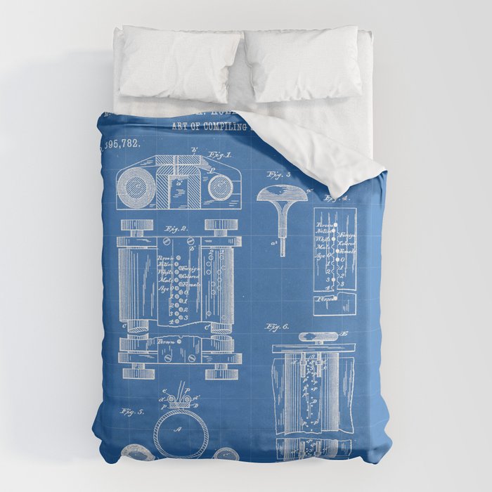 First Computer Patent - Technology Art - Blueprint Duvet Cover Gallery Image 6