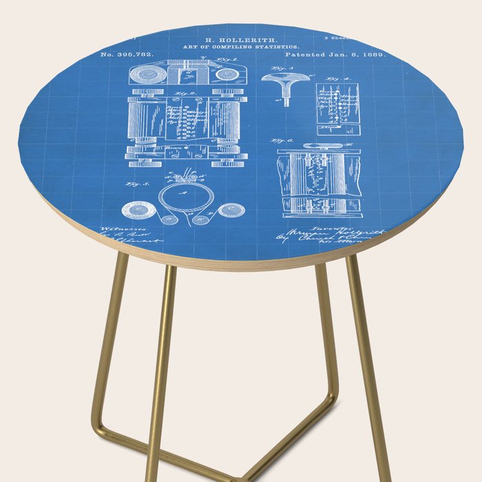First Computer Patent - Technology Art - Blueprint Side Table Gallery Image 2