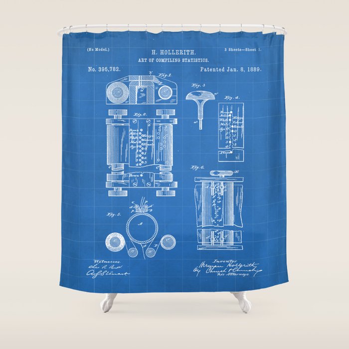 First Computer Patent - Technology Art - Blueprint Shower Curtain Gallery Image 1