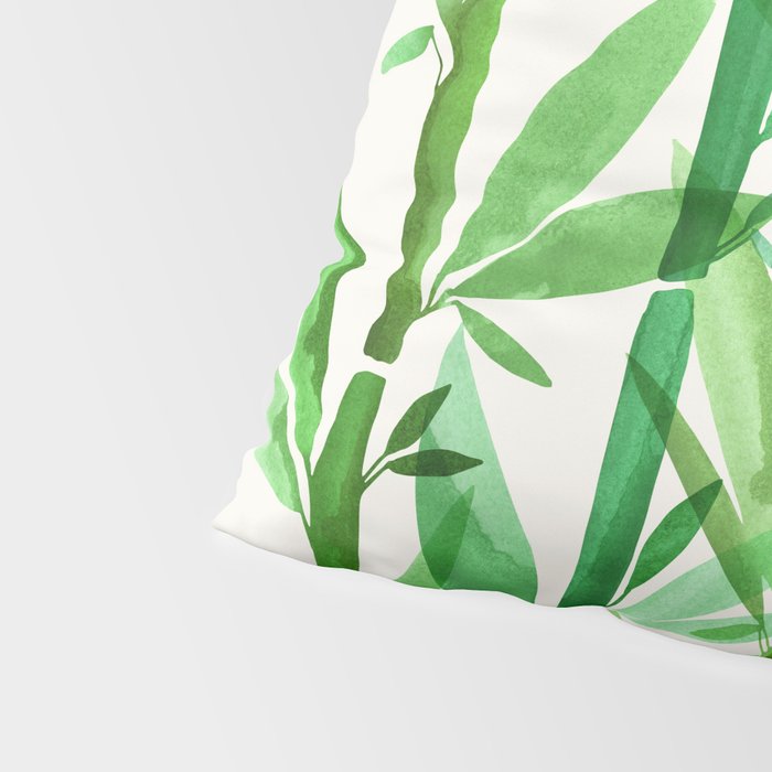 Bamboo and Fern Botanical Illustration Pillow Sham Gallery Image 4