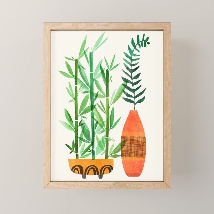 Bamboo and Fern Botanical Illustration Mini Art Print Gallery Image 1