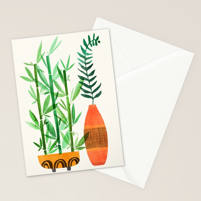 Bamboo and Fern Botanical Illustration Stationery Card Gallery Image 2