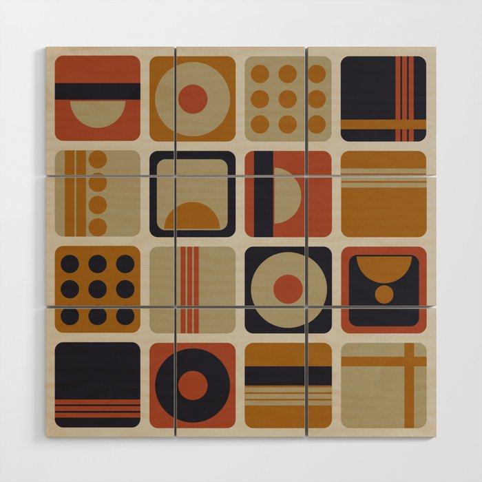 Retro Shapes Wood Wall Art Gallery Image 1