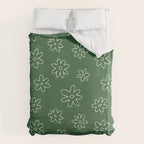 Green garden flower doodle art pattern Duvet Cover Gallery Image 6