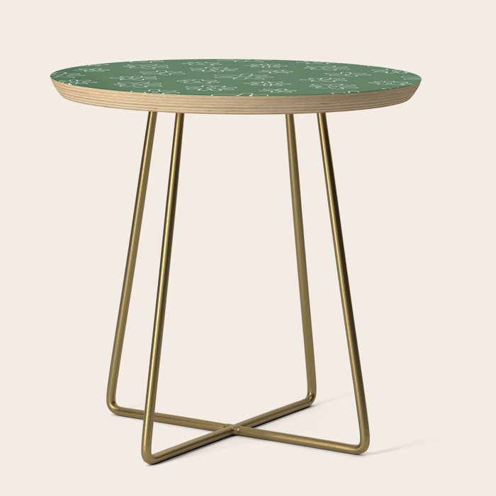 Green garden flower doodle art pattern Side Table Gallery Image 1