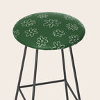 Green garden flower doodle art pattern Stool Gallery Image 2