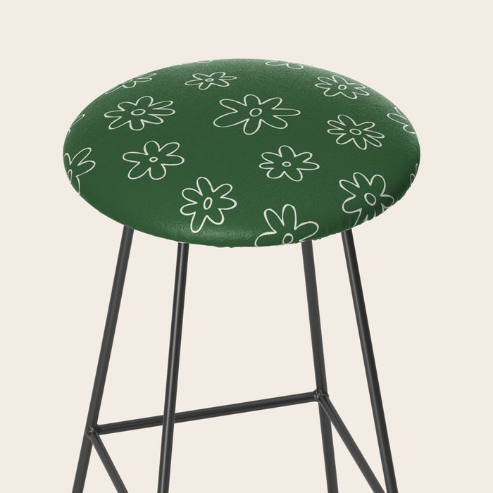 Green garden flower doodle art pattern Stool Gallery Image 2