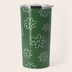 Green garden flower doodle art pattern Travel Mug Gallery Image 1