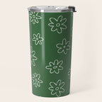 Green garden flower doodle art pattern Travel Mug Gallery Image 2