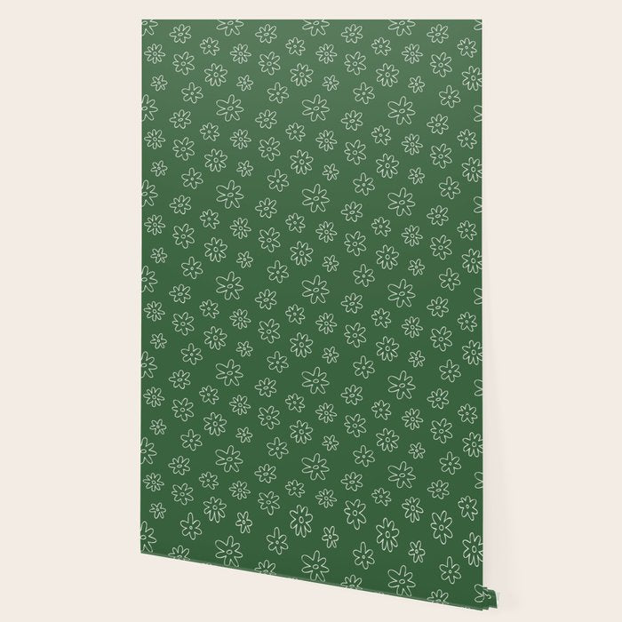 Green garden flower doodle art pattern Wallpaper Gallery Image 2