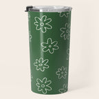 Green garden flower doodle art pattern Travel Mug Gallery Image 3