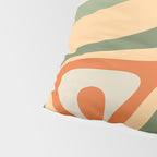 Retro Abstract New Groove Swirl Pattern in Mossy Sage Olive Green Apricot Orange Pillow Sham Gallery Image 4