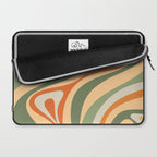 Retro Abstract New Groove Swirl Pattern in Mossy Sage Olive Green Apricot Orange Laptop Sleeve Gallery Image 2