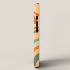 Retro Abstract New Groove Swirl Pattern in Mossy Sage Olive Green Apricot Orange iPhone Case Gallery Image 2
