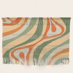 Retro Abstract New Groove Swirl Pattern in Mossy Sage Olive Green Apricot Orange Wall Hanging Gallery Image 1