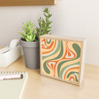 Retro Abstract New Groove Swirl Pattern in Mossy Sage Olive Green Apricot Orange Mini Art Print Gallery Image 2