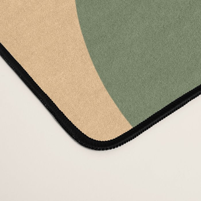 Retro Abstract New Groove Swirl Pattern in Mossy Sage Olive Green Apricot Orange Desk Mat Gallery Image 4