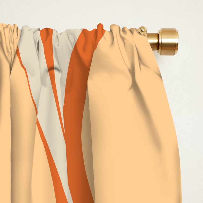 Retro Abstract New Groove Swirl Pattern in Mossy Sage Olive Green Apricot Orange Window Curtain Gallery Image 2