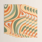 Retro Abstract New Groove Swirl Pattern in Mossy Sage Olive Green Apricot Orange Wrapping Paper Gallery Image 3