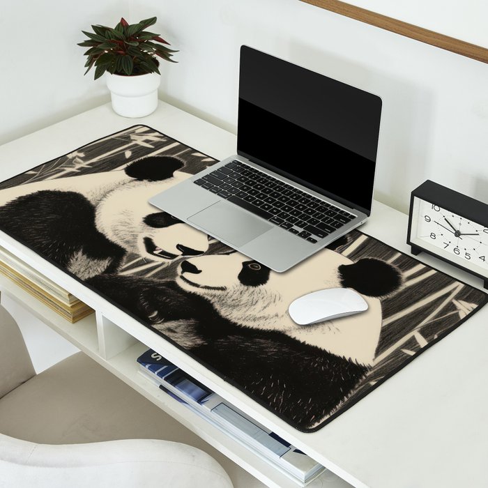 Bamboo Panda Dancing Pair Desk Mat Gallery Image 2