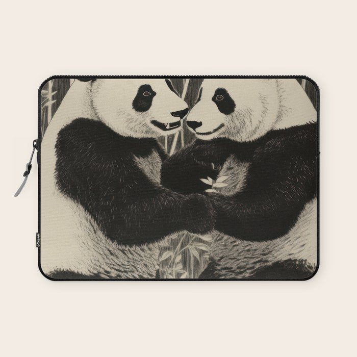 Bamboo Panda Dancing Pair Laptop Sleeve Gallery Image 1