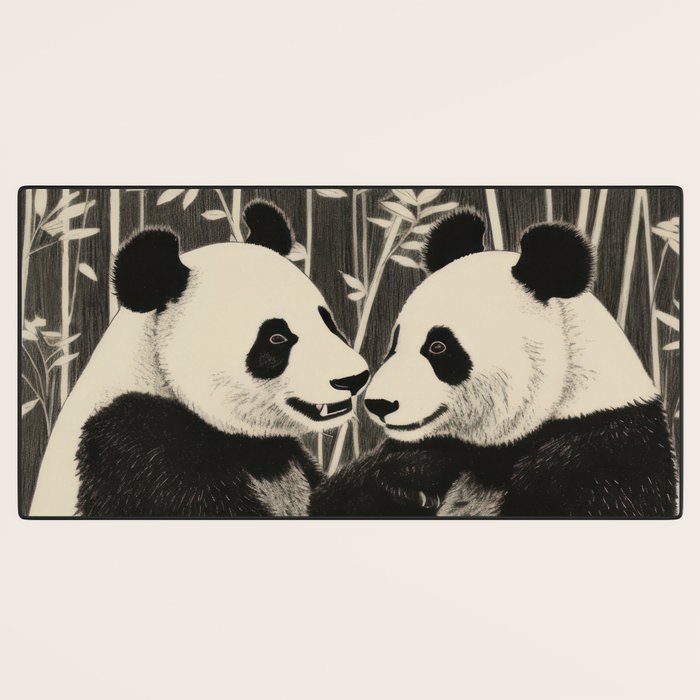Bamboo Panda Dancing Pair Desk Mat Gallery Image 3
