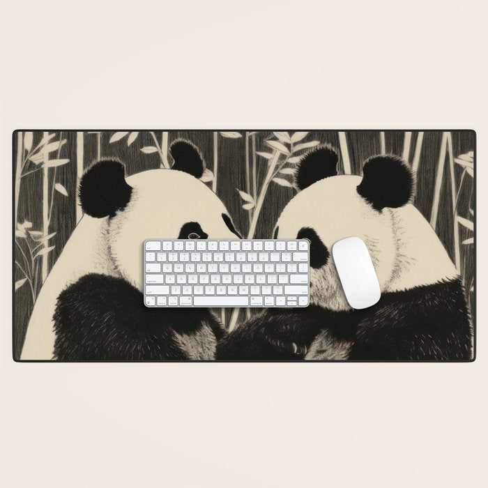 Bamboo Panda Dancing Pair Desk Mat Gallery Image 1