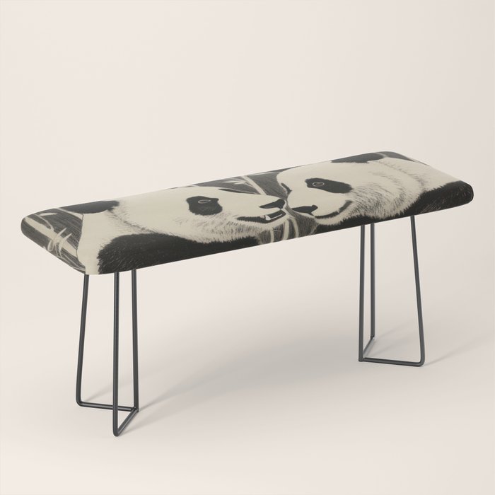 Bamboo Panda Dancing Pair Bench Gallery Image 1