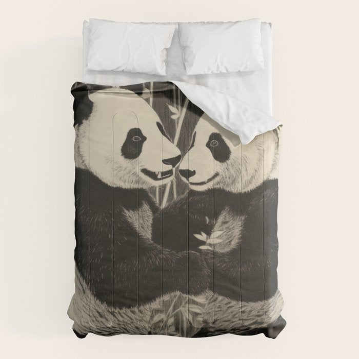 Bamboo Panda Dancing Pair Comforter Gallery Image 1