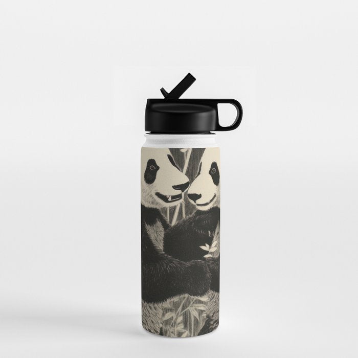 Bamboo Panda Dancing Pair Water Bottle Gallery Image 1