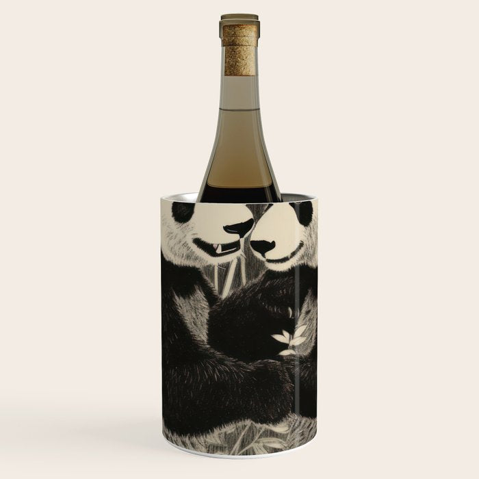 Bamboo Panda Dancing Pair Wine Chiller Gallery Image 1