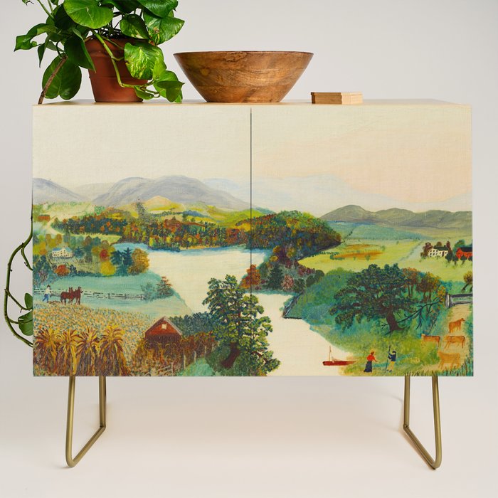 Anna Mary Robertson 'Grandma' Moses Upper Cambridge Valley American Folk Art Credenza Gallery Image 1