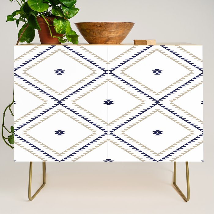 Southwestern Geometric - Tan Navy White Credenza Gallery Image 1