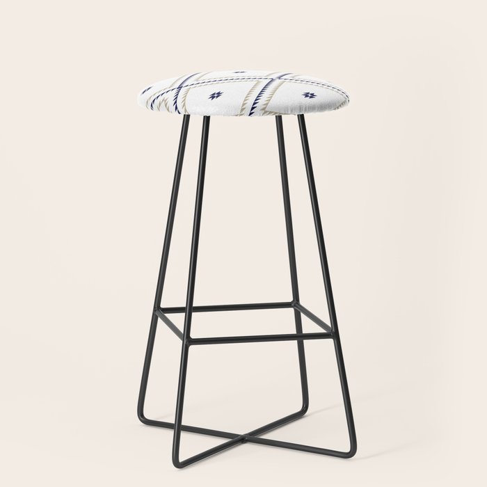 Southwestern Geometric - Tan Navy White Stool Gallery Image 1