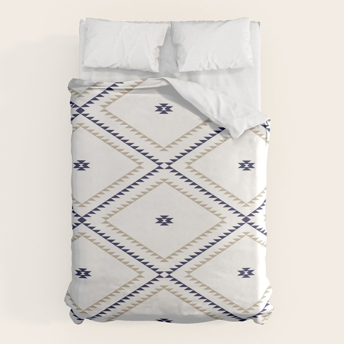Southwestern Geometric - Tan Navy White Duvet Cover Gallery Image 1