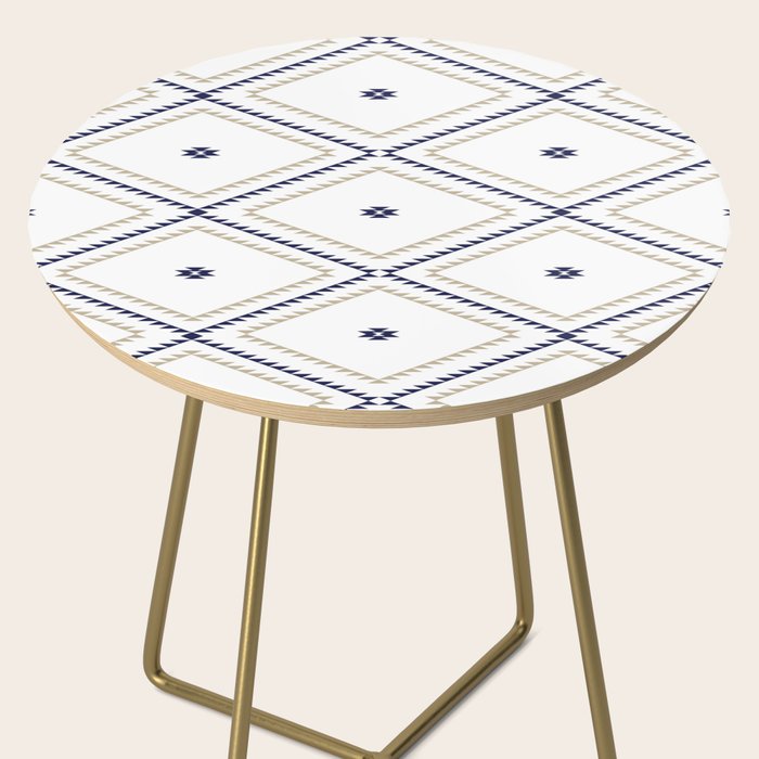 Southwestern Geometric - Tan Navy White Side Table Gallery Image 2