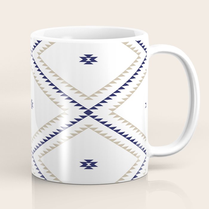 Southwestern Geometric - Tan Navy White Coffee Mug Gallery Image 1