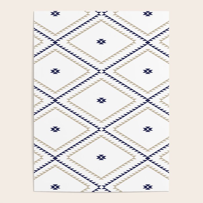 Southwestern Geometric - Tan Navy White Poster Gallery Image 4