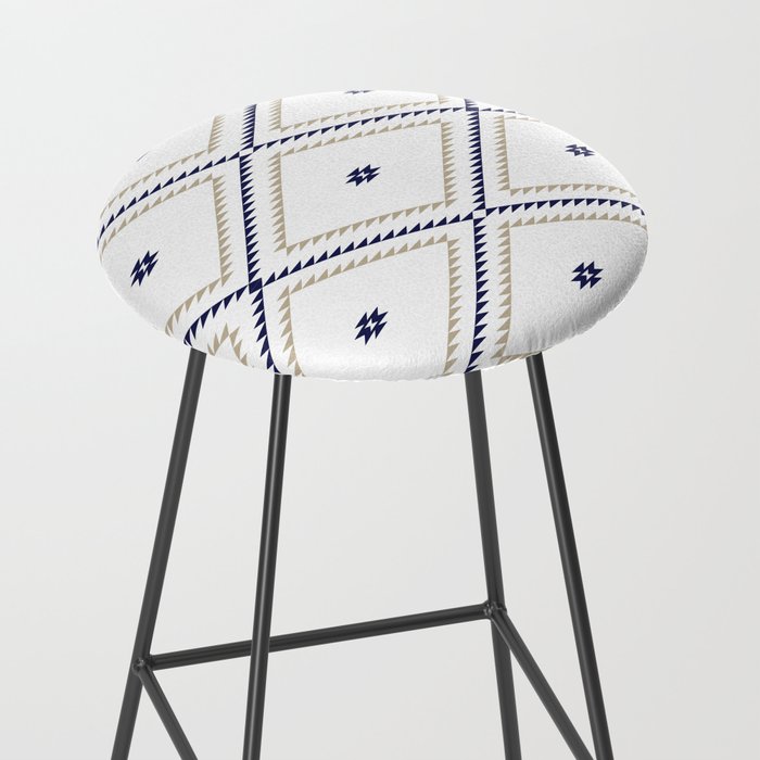 Southwestern Geometric - Tan Navy White Stool Gallery Image 2