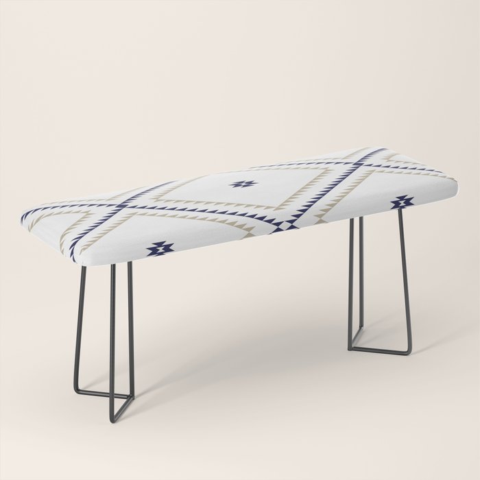 Southwestern Geometric - Tan Navy White Bench Gallery Image 1